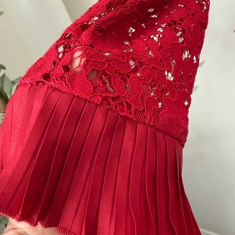 J. Crew Red Lace Blouse with Ruffle Details - Picture 3 of 10